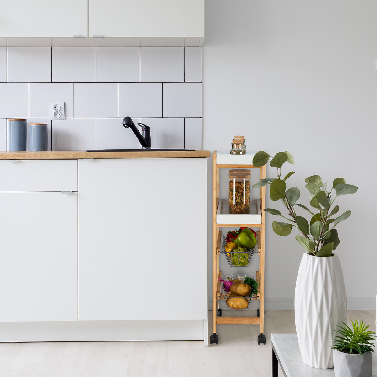 NISCHENWAGEN - Multicolor, Holz/Holzwerkstoff (22/83/40cm) - Relaxdays