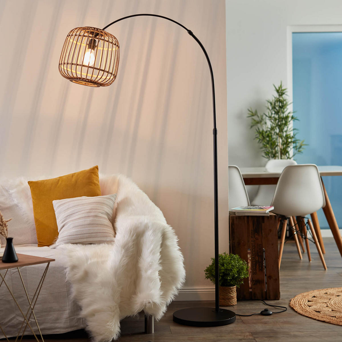 BOGENLAMPE Die Natürliche - Beige, Holz (109.5/36/171cm) - Mokebo