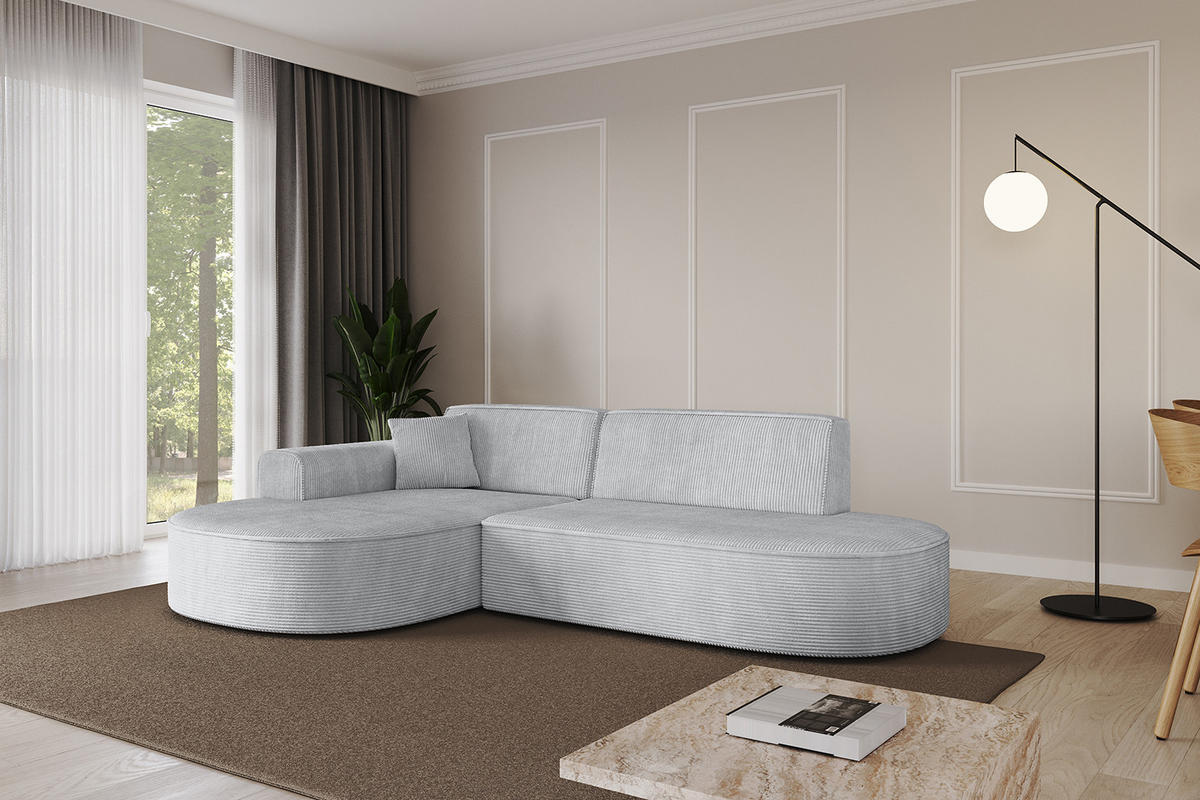 ECKSOFA Ottomane Links MARI-L1 - 232x163x73,5 cm Grau Cord - Schwarz/Grau, Holzwerkstoff/Kunststoff (163/234cm) - ALTDECOR