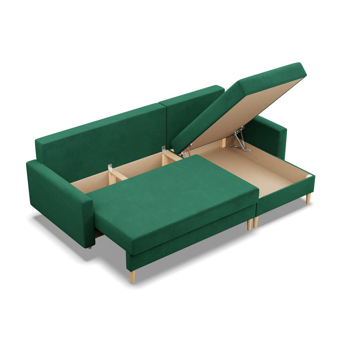 ECKSOFA MIT SCHLAFFUNKTION BLANK, Grün - Grün, Textil (223/140cm) - Mebligo