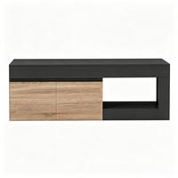 LOWBOARD DE-40514 2 Türen und offenes Regal mit Soft-Close Schwarz - Schwarz, Holzwerkstoff (140/48/40cm) - ComfortXL
