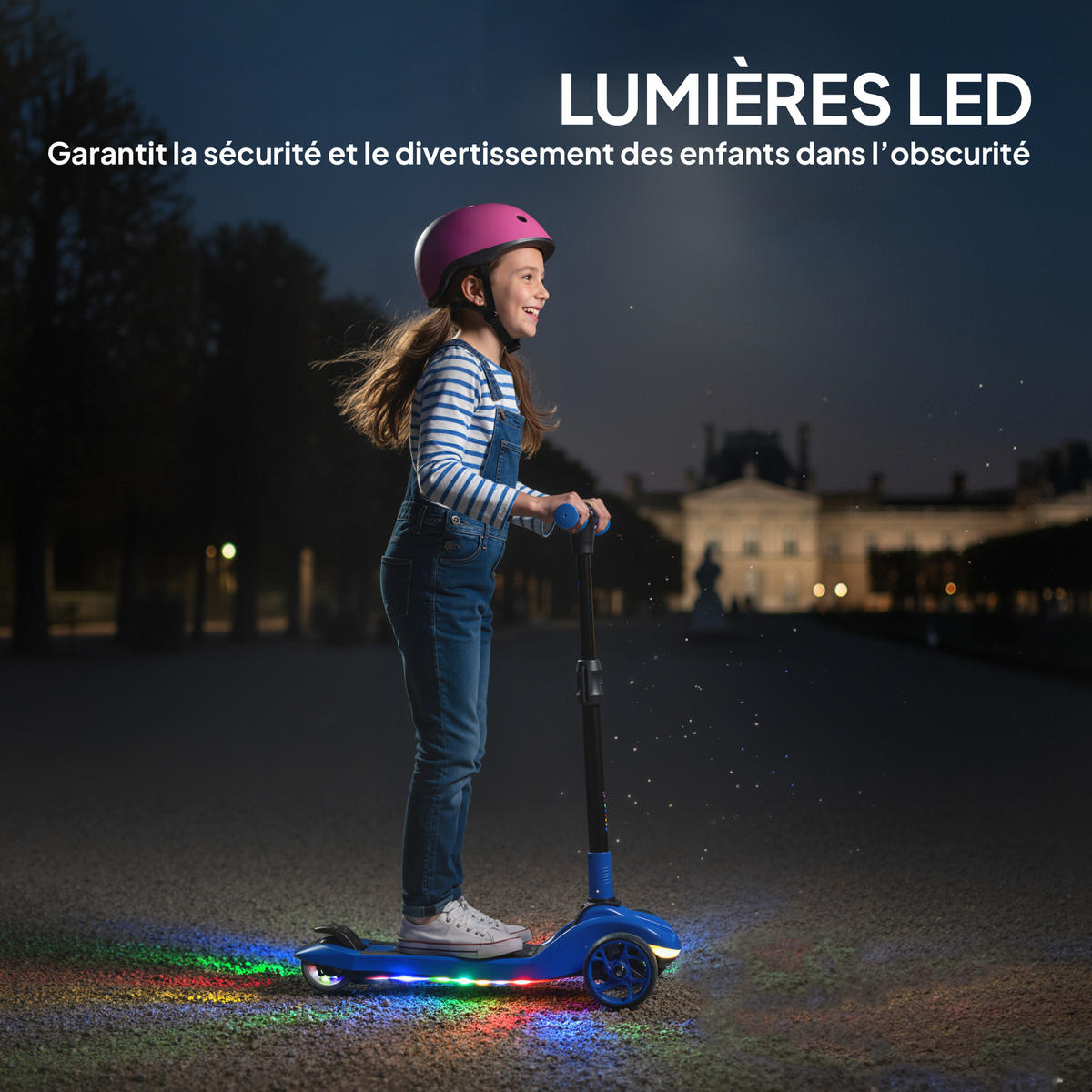 KINDERSCOOTER DE-16991 3 Räder klappbar mit LED Blau - Blau, Metall (64/29/83cm) - ComfortXL