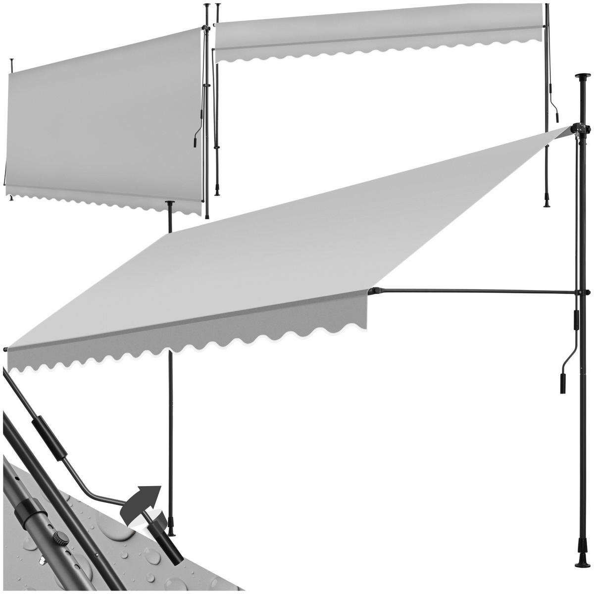 KLEMMMARKISE ,einfache Montage,hellgrau - Hellgrau, Kunststoff (400/304/180cm) - tectake