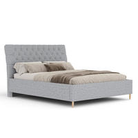POLSTERBETT Vezzola Grau 120/200 cm im Webstoff - Naturfarben/Grau, Holz/Holzwerkstoff (120/200cm) - Maison de Reve