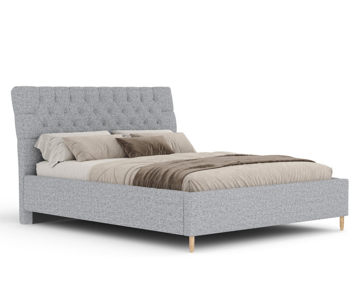 POLSTERBETT Vezzola Grau 120/200 cm im Webstoff - Naturfarben/Grau, Holz/Holzwerkstoff (120/200cm) - Maison de Reve