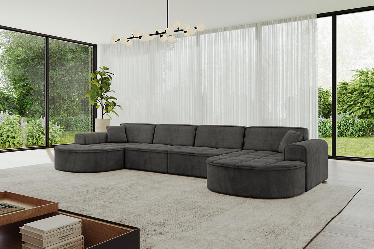 WOHNLANDSCHAFT TARO-U2 - 388x171x79,5 cm Dunkelgrau - Dunkelgrau, Holzwerkstoff/Textil (388/79.5/171cm) - ALTDECOR