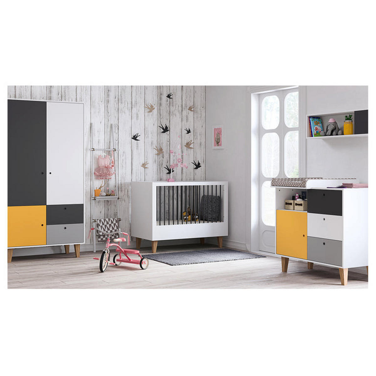 SOBA ZA BEBE 3-dijelni žuta - žuta, drvni materijal (144.5/97/75cm) - Petits-meubles