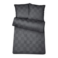 BETTWÄSCHE Damast 135x200 Grau kariert - Bettbezug aus 100% Baumwolle - Anthrazit, Textil (135/200cm) - Carpe Sonno