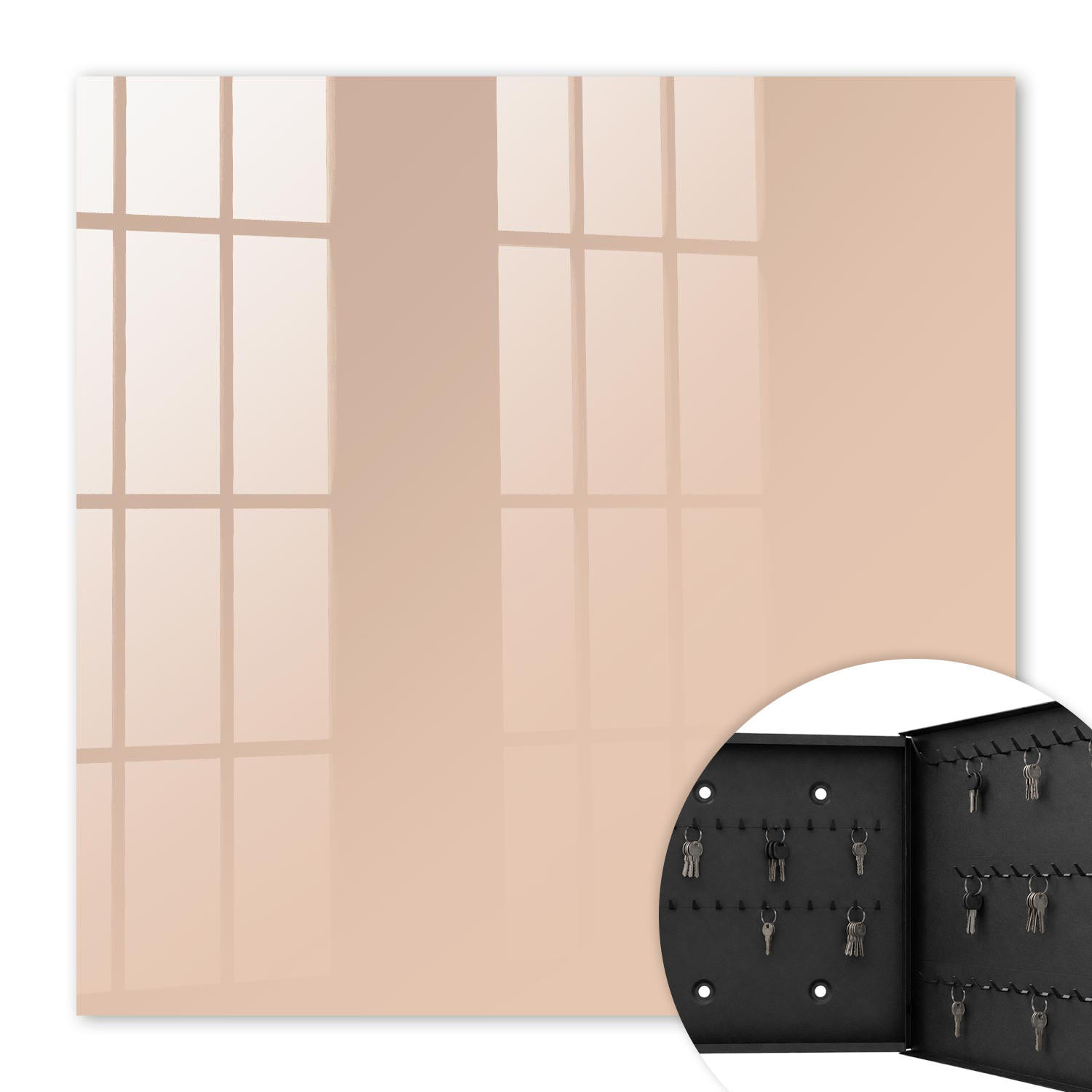 SCHLÜSSELBOX Schwarz 30x30 cm- Türöffnung nach rechts - Warmes Beige - Beige, Metall (30/30/5cm) - TULUP