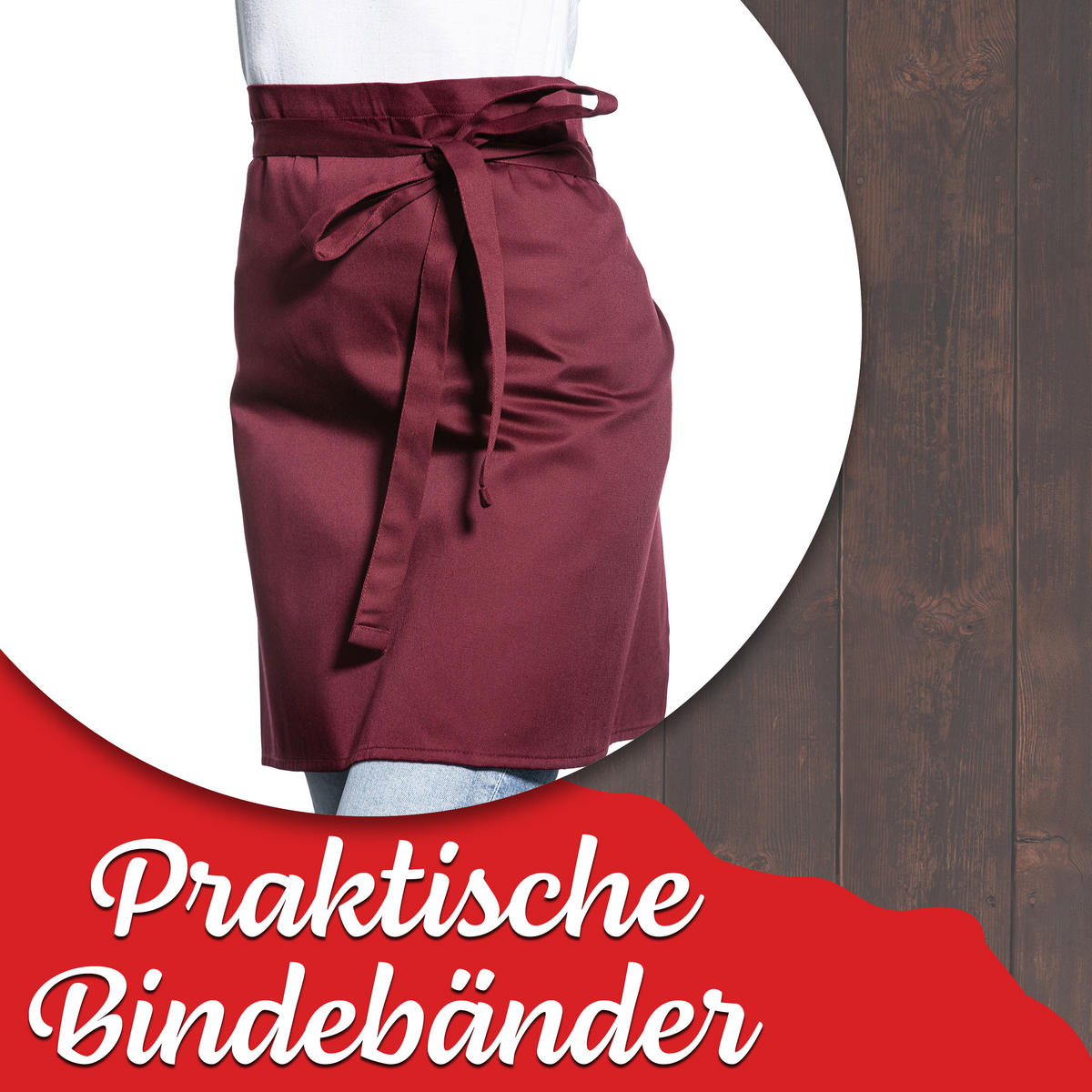 SCHÜRZE , Einheitsgröße, 65% Polyester, 35% Baumwolle, Rot - Bordeaux, Textil (50/80cm) - Zollner