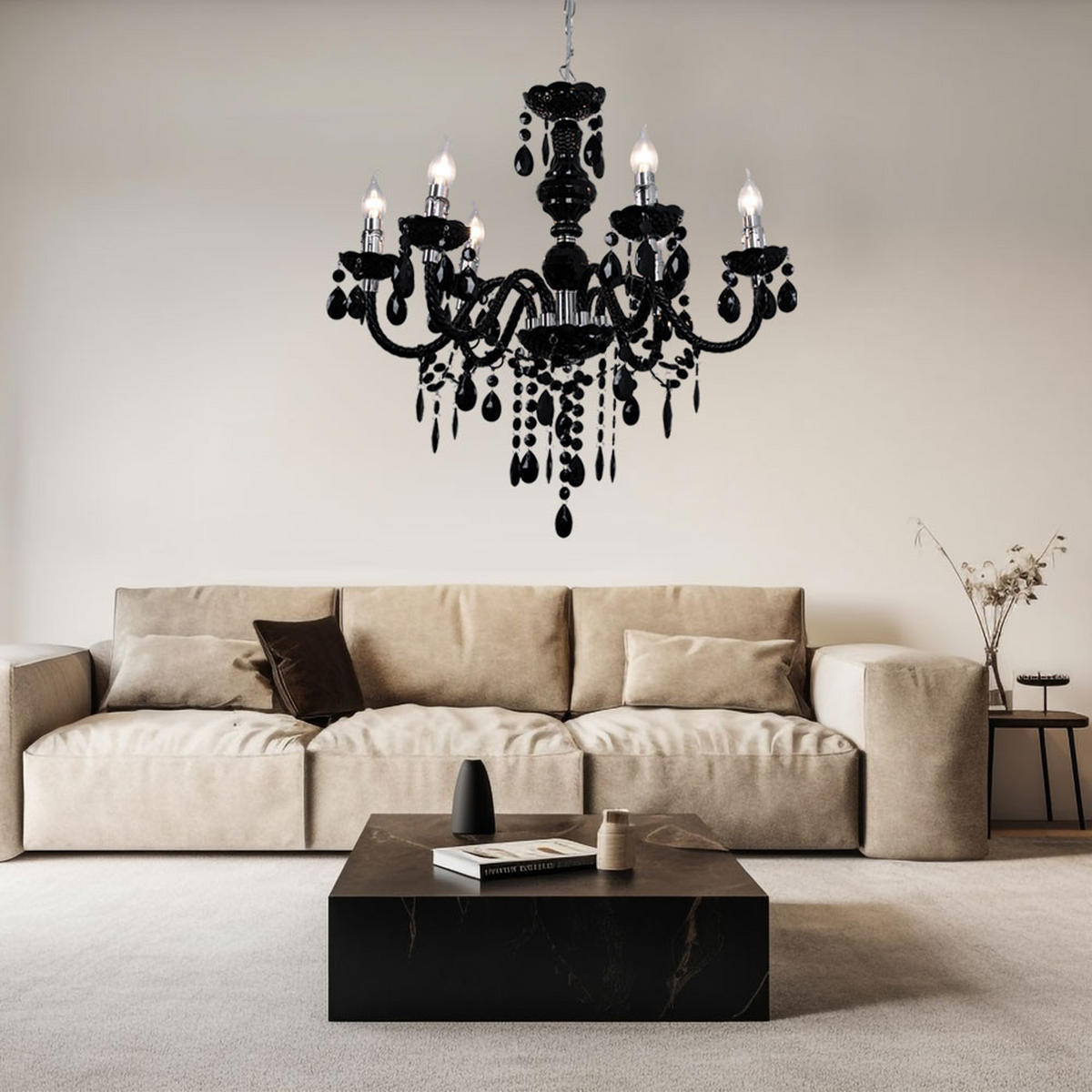 LED KRONLEUCHTER Cuimbra Schwarz - Schwarz, Metall (57/57/166cm)