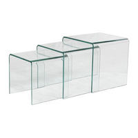 BEISTELLTISCH 3er-Set - gebogenes Glas - MINKA - Transparent, Glas (42/42/42cm) - Vente-Unique