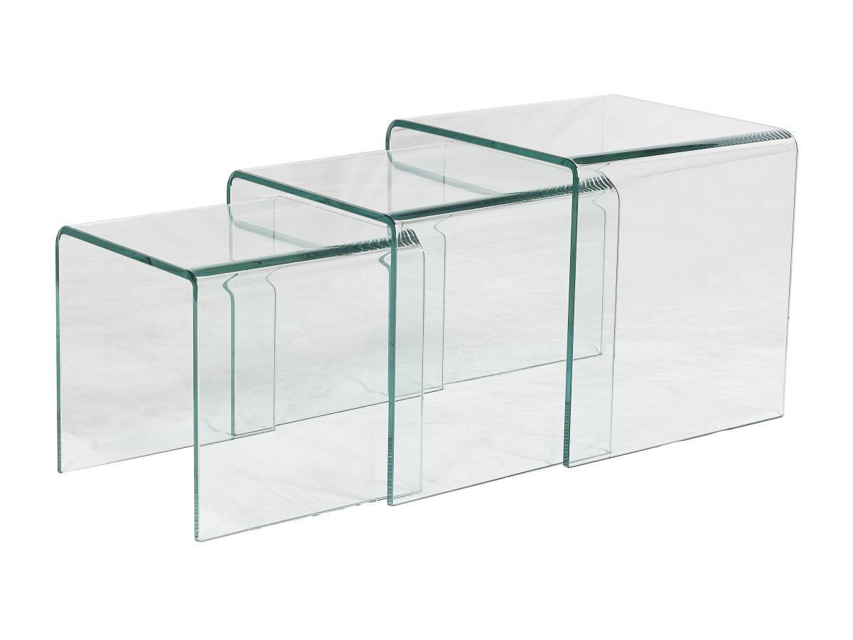 BEISTELLTISCH 3er-Set - gebogenes Glas - MINKA - Transparent, Glas (42/42/42cm) - Vente-Unique