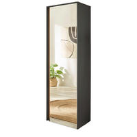 GARDEROBENSCHRANK grau matt, Eiche Wotan 60 cm, Flurschrank mit Spiegel - Silberfarben/Eiche Wotan, Glas/Holzwerkstoff (60/200/40cm) - Furn.Design