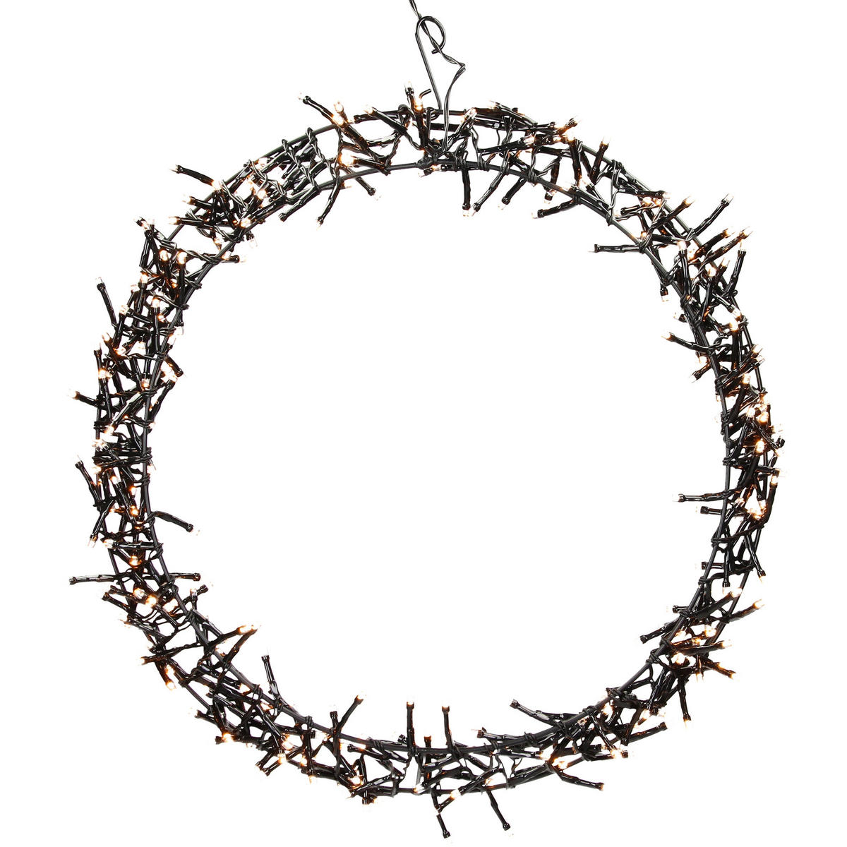 WEIHNACHTSKRANZ Ø38 cm mit 300 LED - Schwarz, Kunststoff (5.5/38/38cm) - ECD-Germany