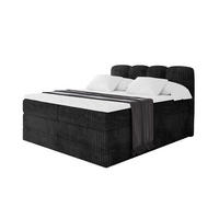 BOXBETT mit Matratze H3|H4 - NINA KING - 160x200 cm - Schwarz - Graubraun, Holzwerkstoff (160/200cm) - ALTDECOR
