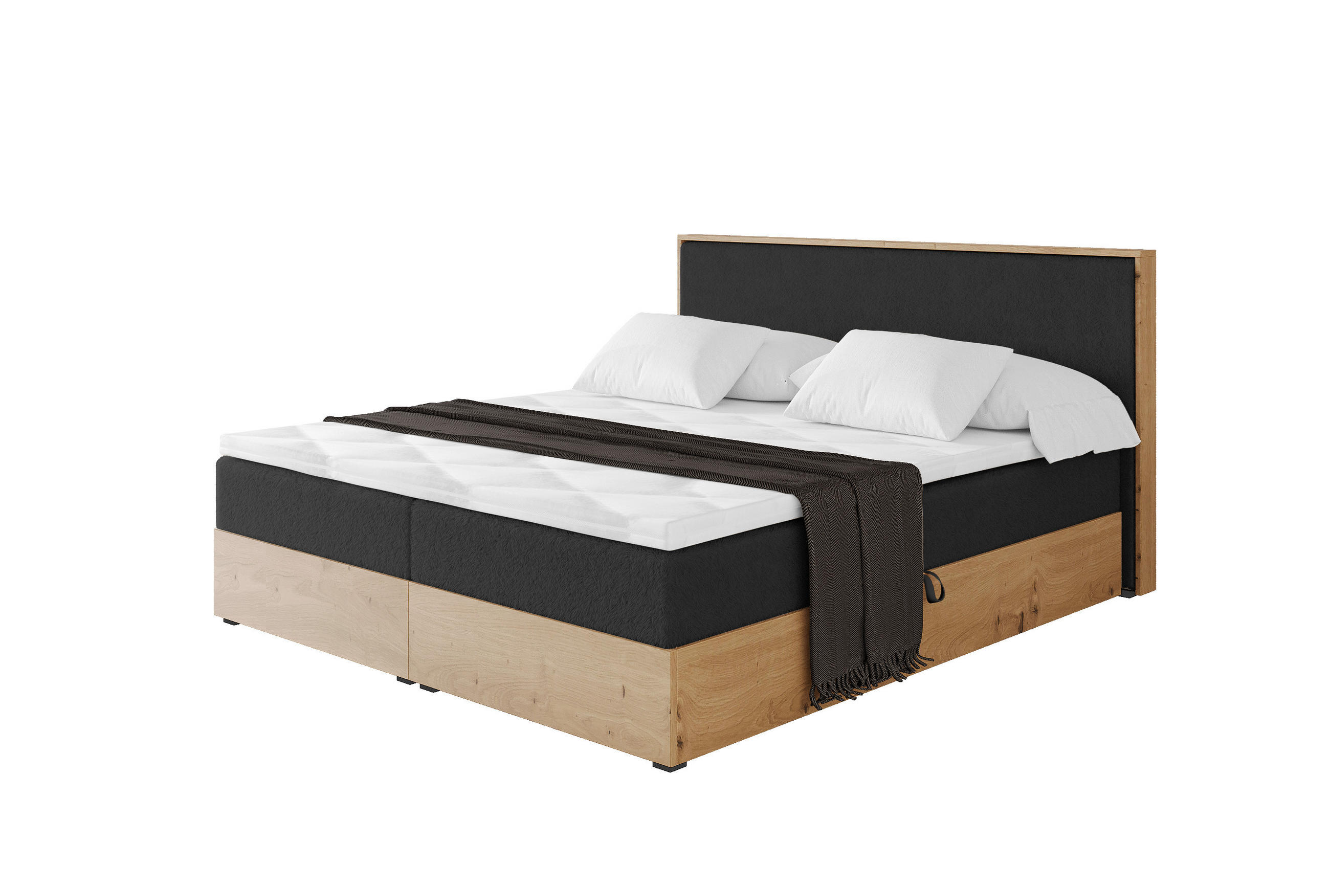 BOXBETT LOLLI9 - 180x200 - H3 Schwarz - Schwarz Hochglanz, Holzwerkstoff (180/200cm) - ALTDECOR