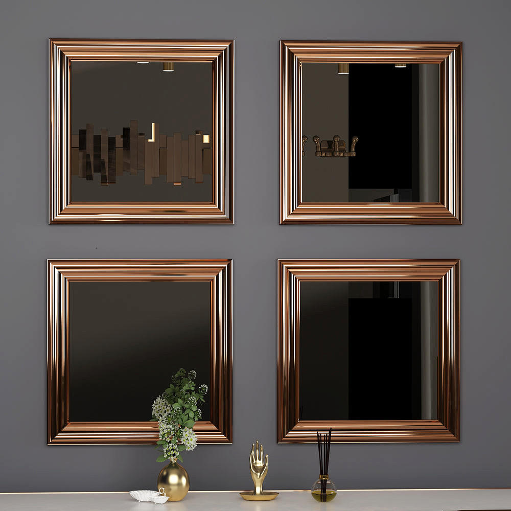 SPIEGEL Loza 4er 40x40cm Bronze - Bronzefarben, Kunststoff (40/40/2.4cm) - moebel17