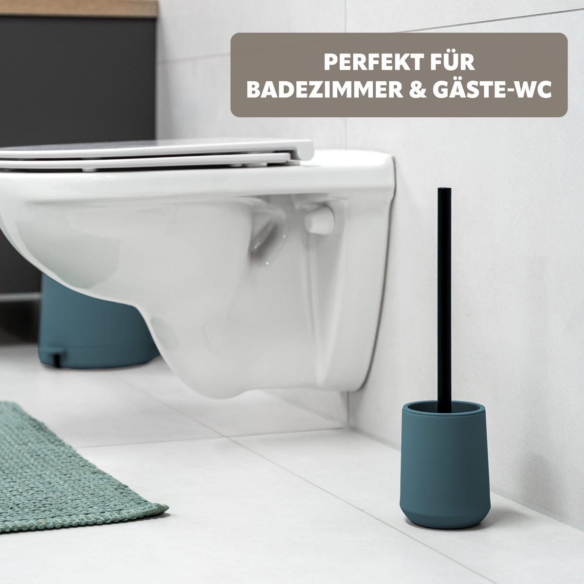 WC-GARNITUR TESERO, Kunststoff, blau - Blau, Kunststoff (10.5/39.5/10.5cm) - eluno
