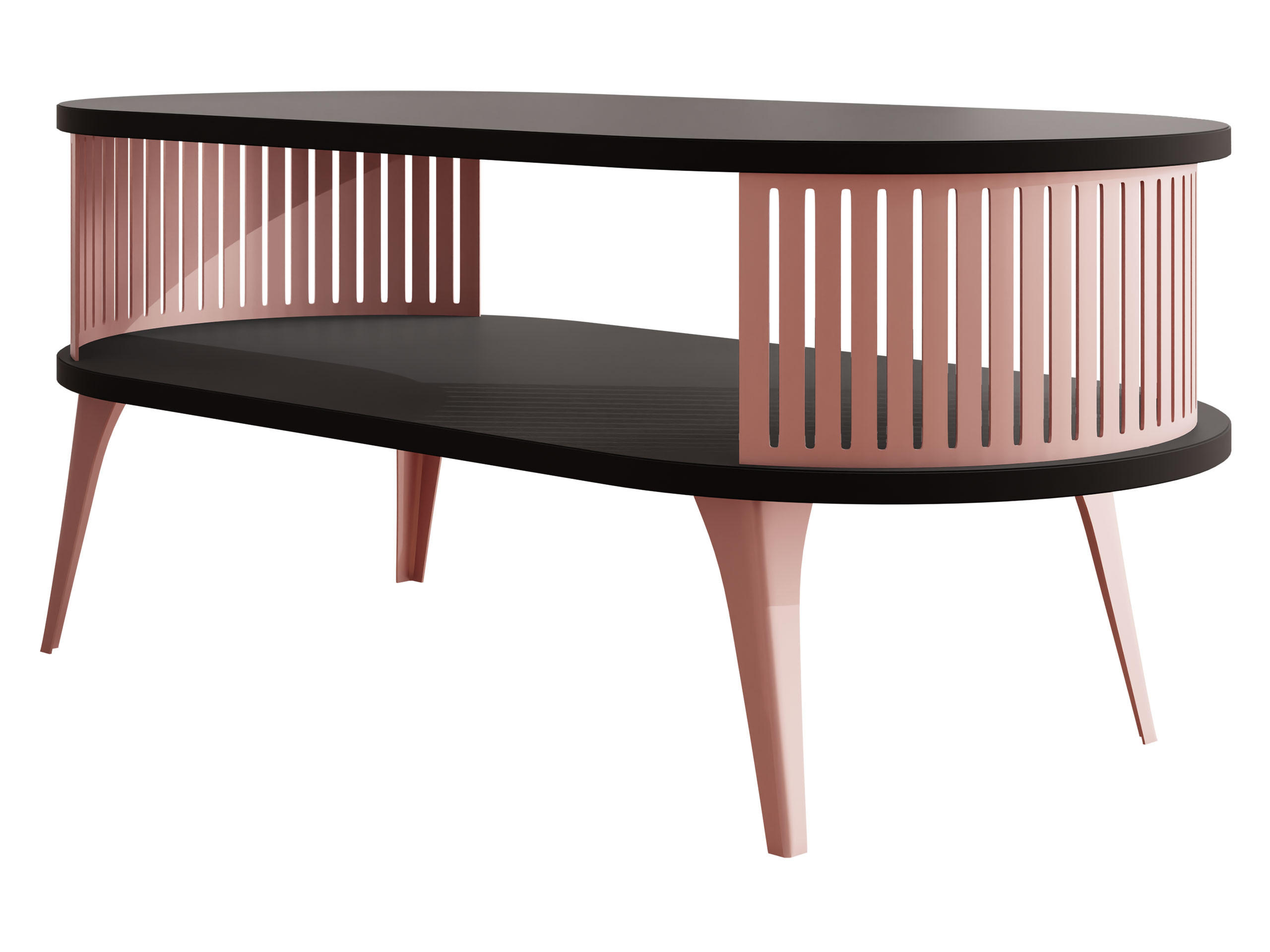 COUCHSITCH Roenni Oval Ember - Messingfarben/Schwarz, Holzwerkstoff/Metall (100/50/44cm) - MIRJAN24