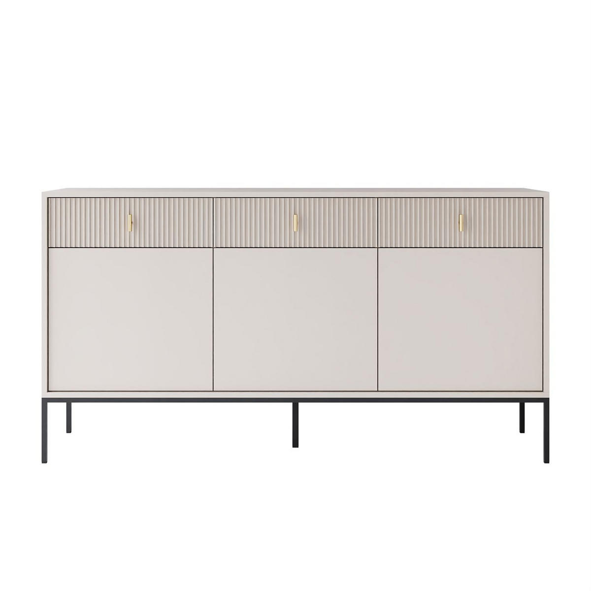 Kommode MIDNIGHT 3D3S mit drei Schubladen auf Gestell kaschmir - Kaschmir/Schwarz, Holzwerkstoff (154.5/82.5/39cm) - Lookway