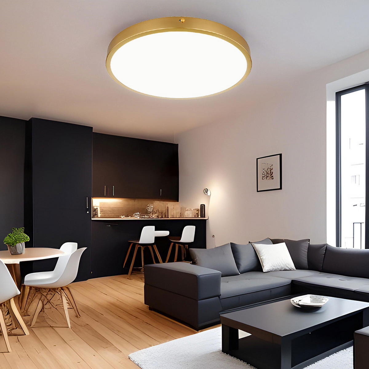 LED DECKENLEUCHTE Metall Messing warmweiß - Messingfarben, Metall (35/35/3cm) - Globo Lighting