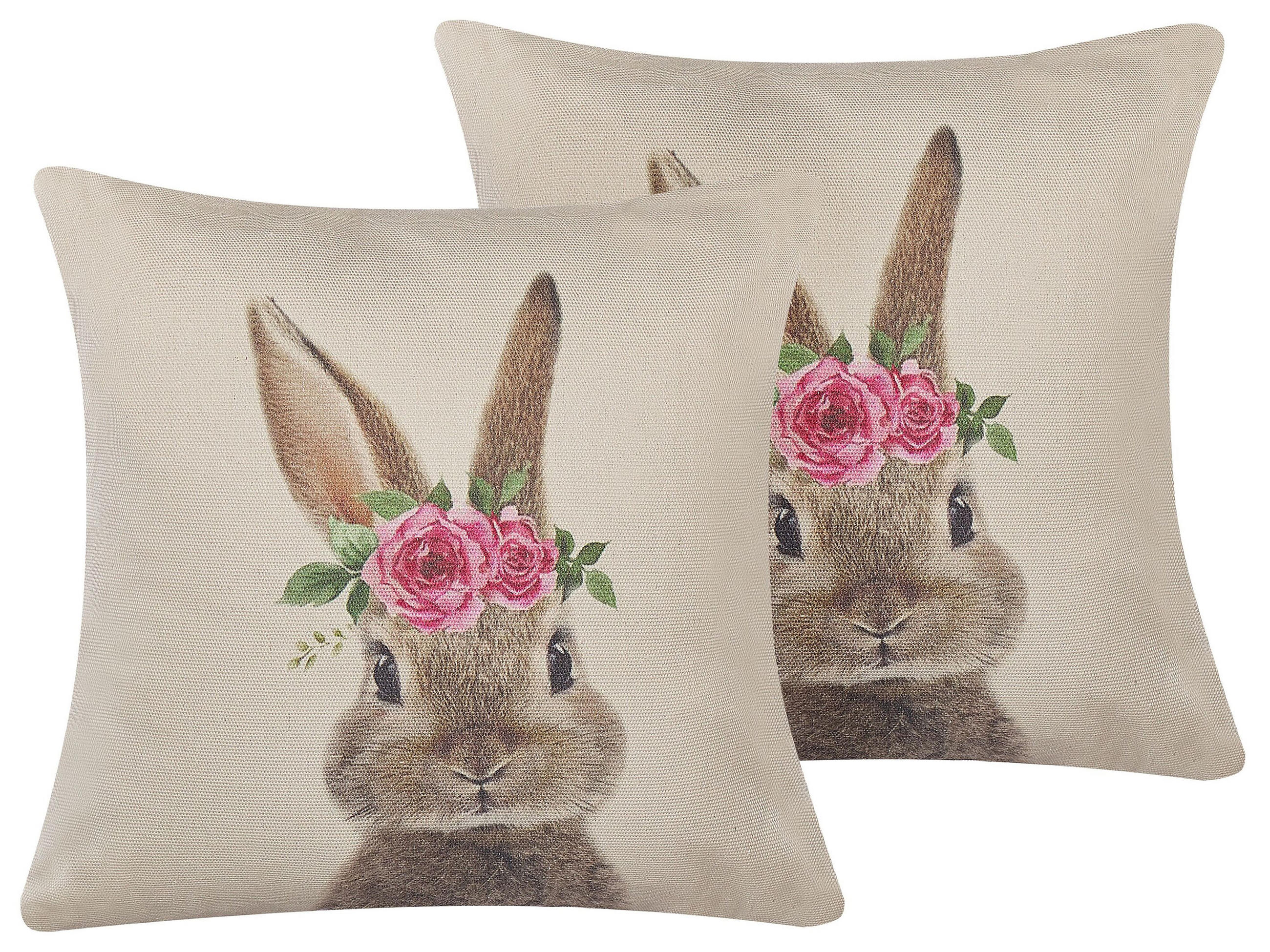 DEKOKISSEN 2er-Set Taupe 45/45 cm Tulipa - Graubraun, Naturmaterialien/Textil (45/45cm) - Beliani