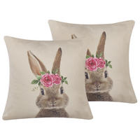 DEKOKISSEN 2er-Set Taupe 45/45 cm Tulipa - Graubraun, Naturmaterialien/Textil (45/45cm) - Beliani