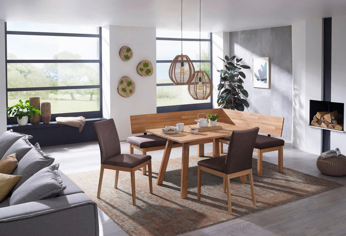 ECKBANKGRUPPE Modern Danny 1 für 7 Personen Massivholz Kernbuche/Braun - Kernbuche/Braun, Holz (194/85/155cm) - 58aufmkessel