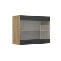 KÜCHENGLASHÄNGESCHRANK R-Line Anthrazit Landhaus 80 cm - Honigeiche/Anthrazit, Holzwerkstoff (80/60/31cm) - Vicco