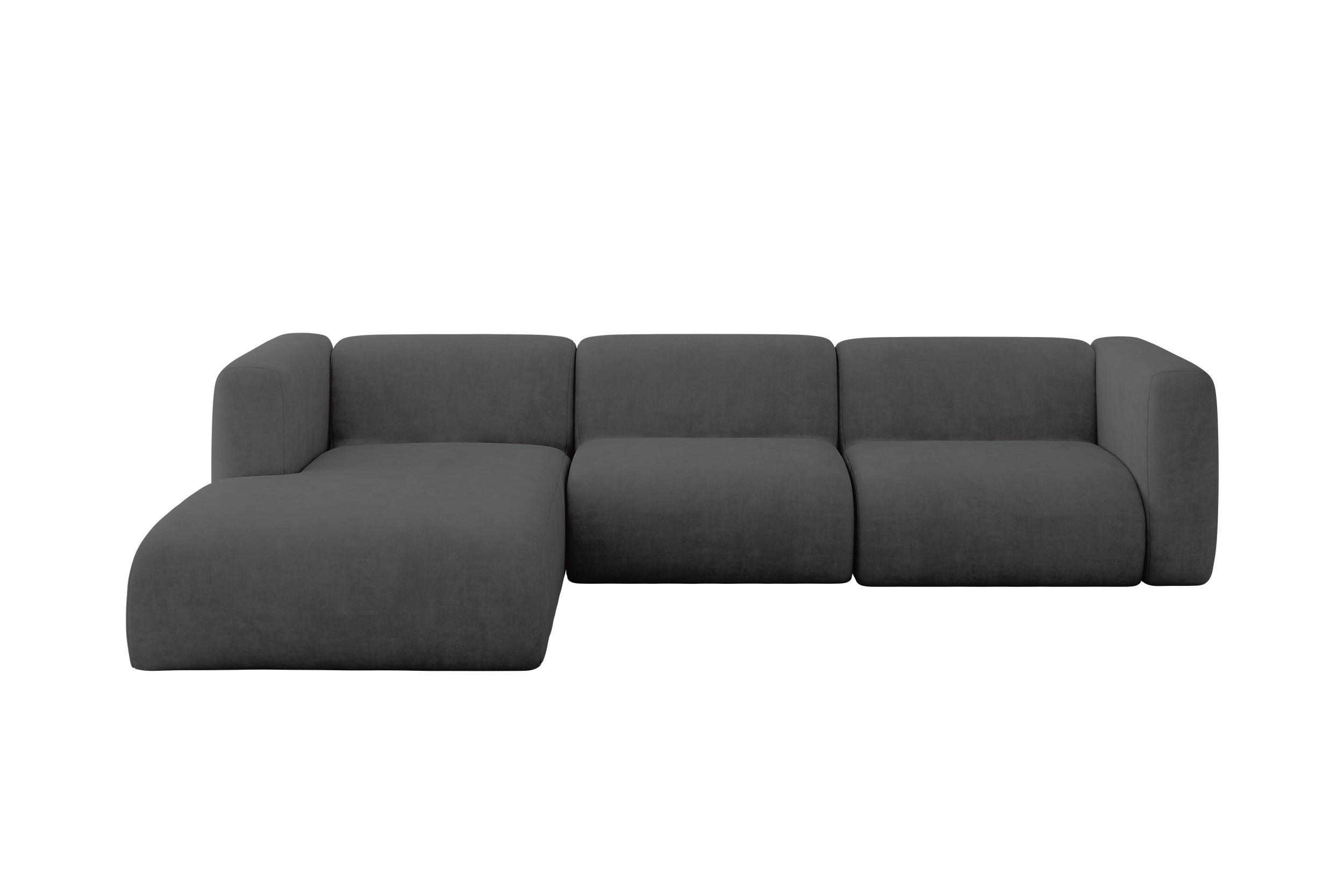 ALTDECOR ROHOVÁ SEDAČKA S LEVOU OTOMANOU MIRA-L2 318x179x89 Tmavě šedá Velur