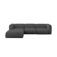 ECKSOFA Ottomane Links MIRA-L2 318x179x89 Dunkelgrau Velours - Dunkelgrau/Schwarz, Holzwerkstoff/Kunststoff (318/179cm) - ALTDECOR