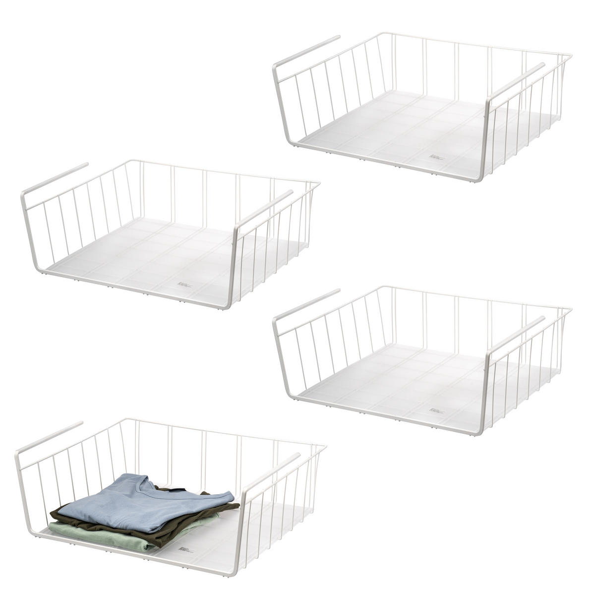 SCHRANKKÖRBE 4er-Set, weiß - Weiß, Metall (61/20/45.5cm) - eluno