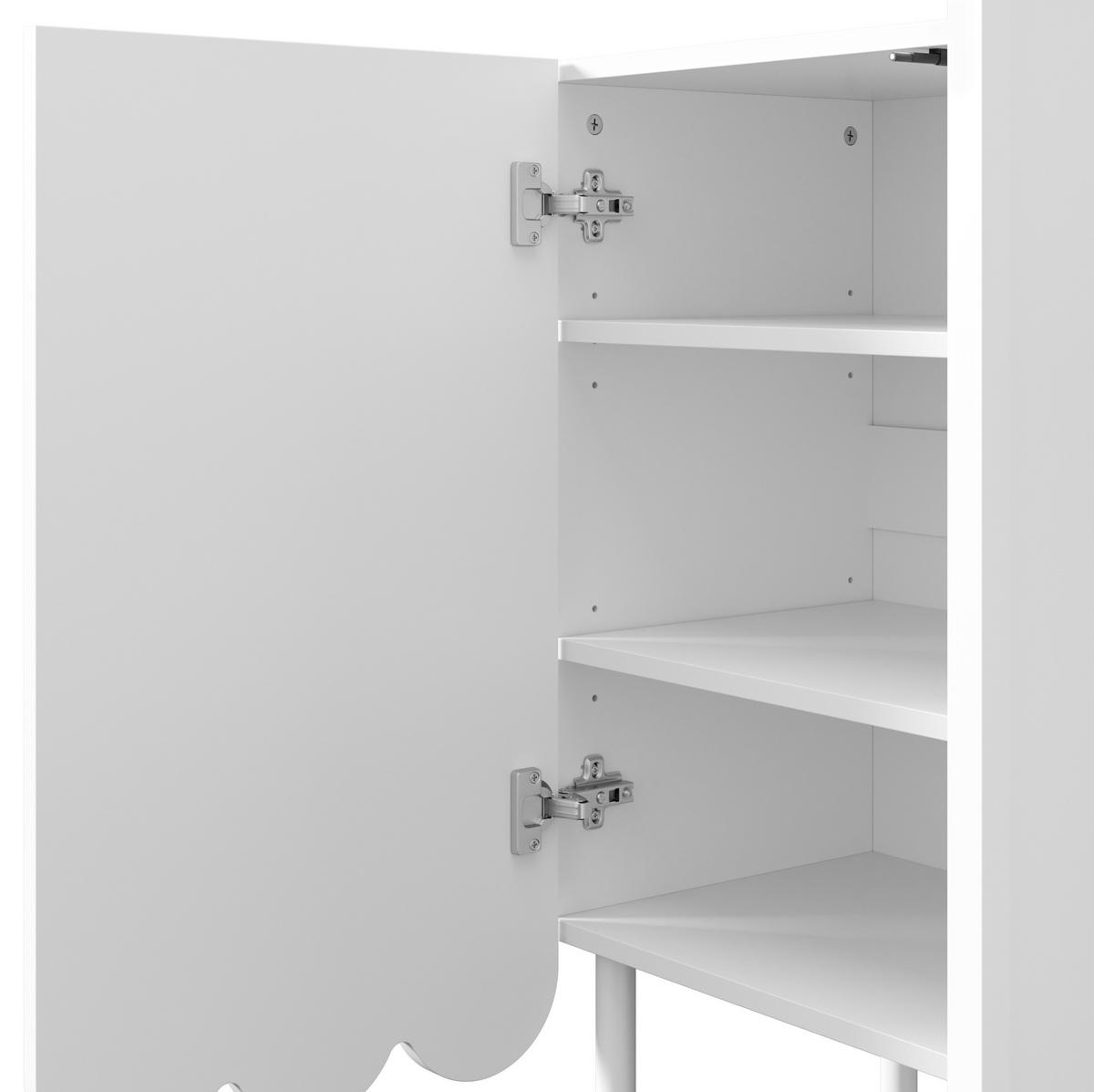SIDEBOARD aus MDF 120x35x80 cm Weiß mit Wellentüren, Rebound-Öffnung und verstellbaren Böden - Weiß, Holzwerkstoff (120/80/35cm) - IVMEU