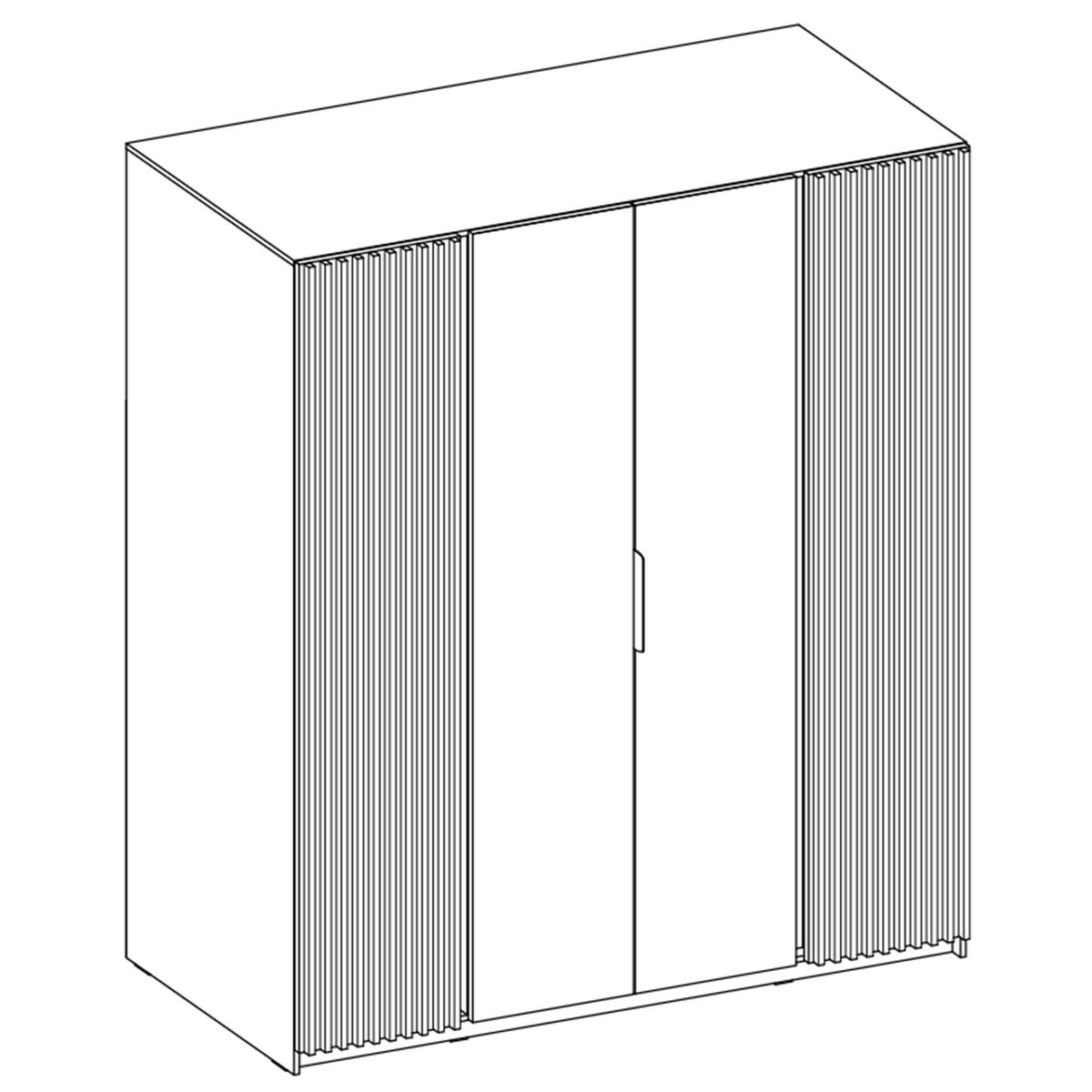 KLEIDERSCHRANK Nehir Korpus Schwarz, Front Eiche Evoke/Schwarz 200 cm - 4T Modern mit 2 Lamellentüren außen - Eichefarben/Schwarz, Holzwerkstoff/Kunststoff (200/239/61.9cm) - AX Living