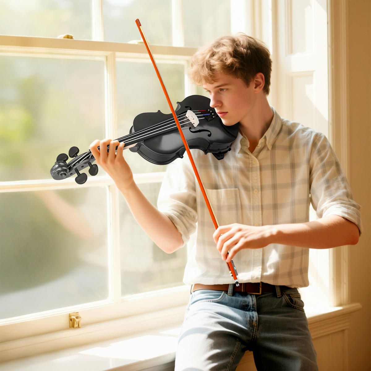 VIOLINE DE-18668 4/4 Komplettset für Anfänger Schwarz - Schwarz, Holzwerkstoff (21/7/60cm) - ComfortXL
