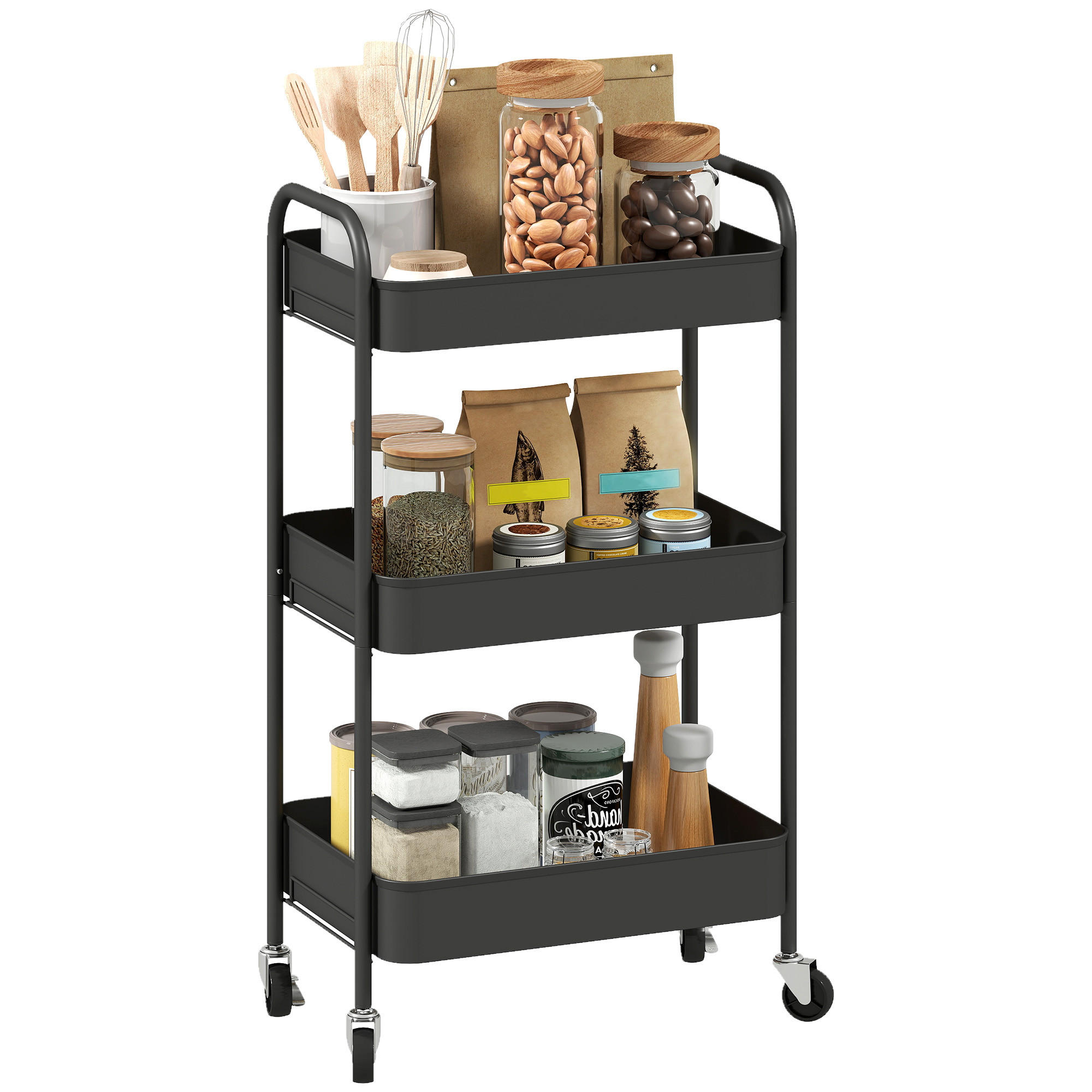 SERVIERWAGEN DE-08528 Schwarz - Schwarz, Metall (30.6/79/45cm) - ComfortXL