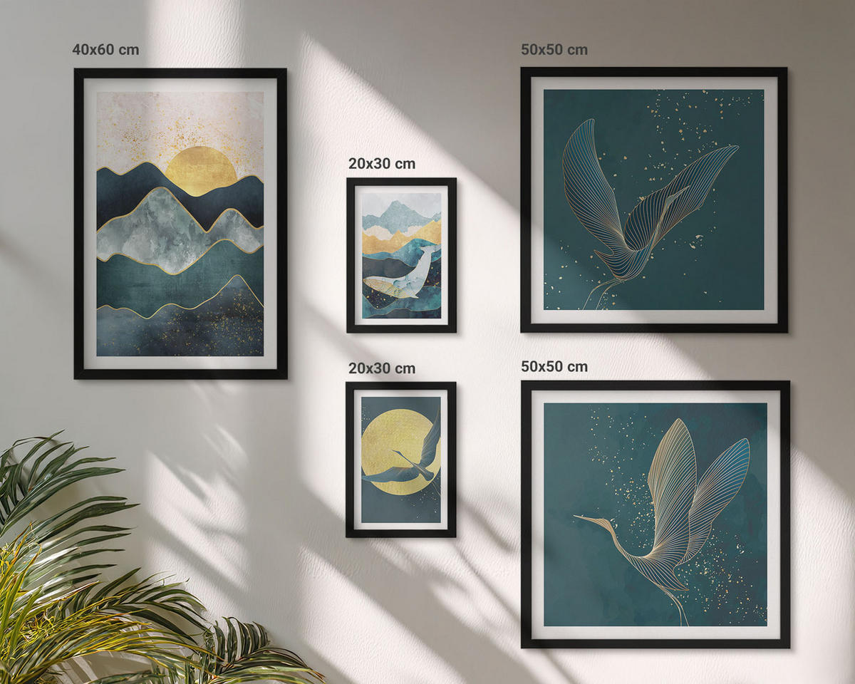 WANDBILDER 5er-Set - 50x50 cm & 20x30 cm & 40x60 cm Schwarzer Rahmen - Familie, Liebe, Wärme, Zuhause - Schwarz, Kunststoff (40/60cm) - ArtPrintCave