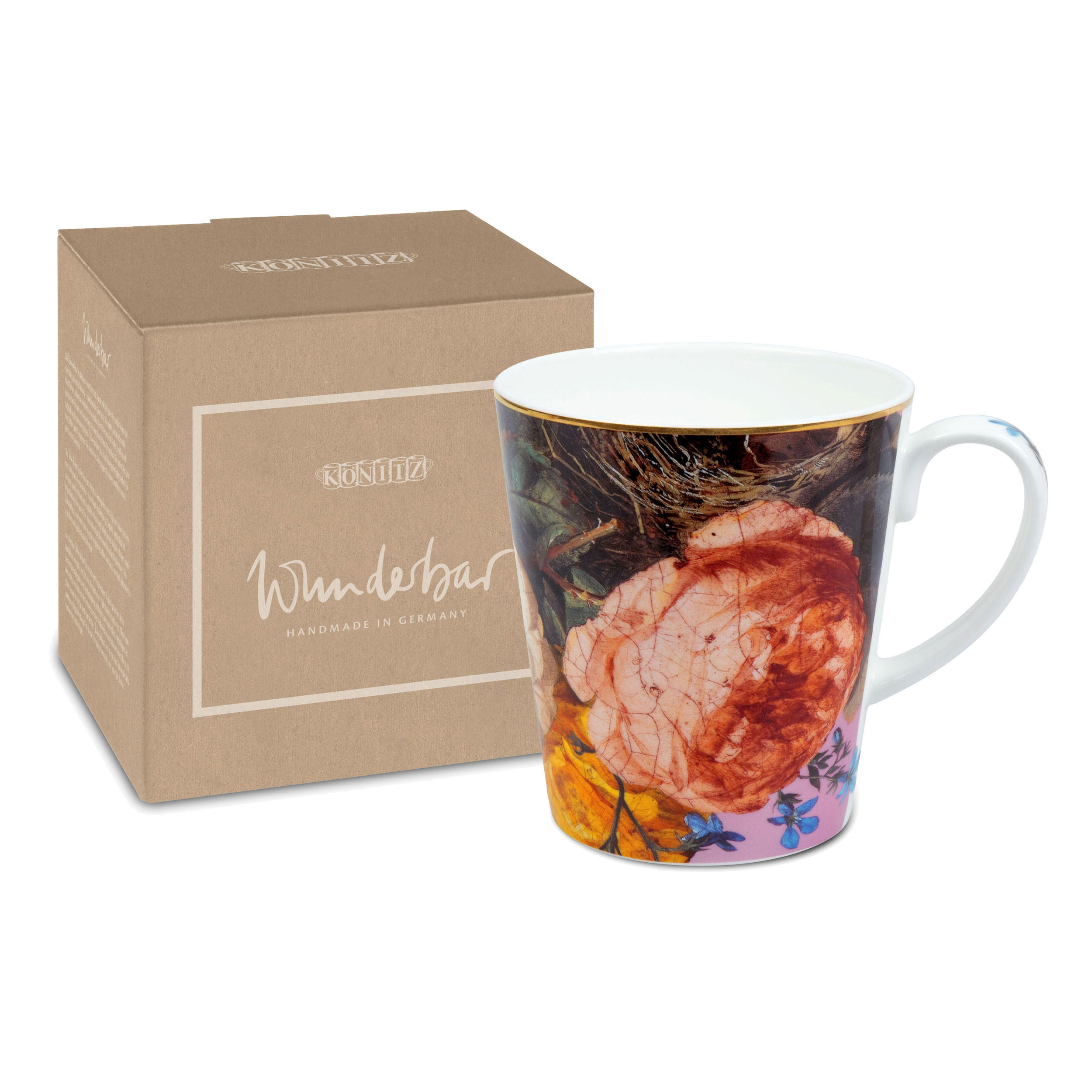 KAFFEEBECHER Wunderbar Flourish - Rose, mit Geschenkbox - Naturfarben, Keramik (0.6L) - Könitz