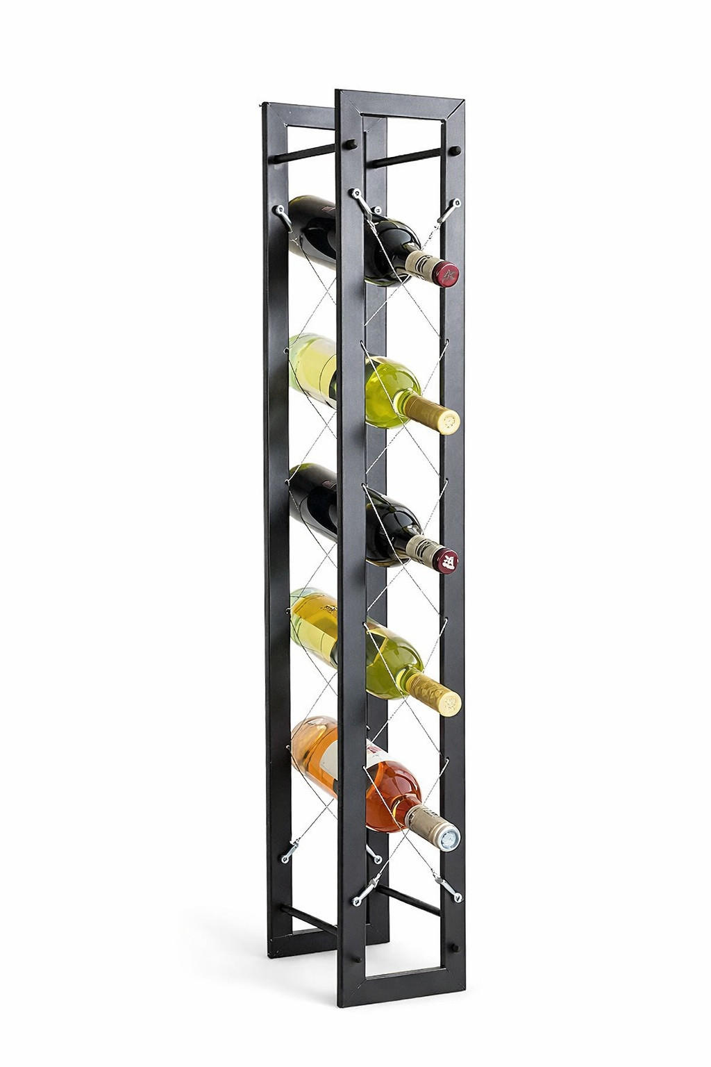 WEINREGAL 5-Flaschen Metall Schwarz 15/19/100 cm - Schwarz, Metall (15/100/19cm) - DanDiBo