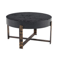 BEISTELLTISCH aus MDF und Metall 68x68x39 cm Schwarz mit Kreuzgestell und rutschfesten Füßen - Schwarz, Holzwerkstoff (68/68/39cm) - Modfu
