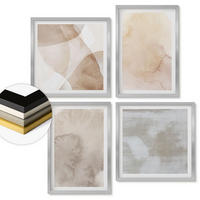 WANDBILDER 4er Set - 50x50 cm & 40x60 cm Silberner Rahmen - Warme Aquarell-Pastelltexturen - Silberfarben, Kunststoff (50/50cm) - ArtPrintCave