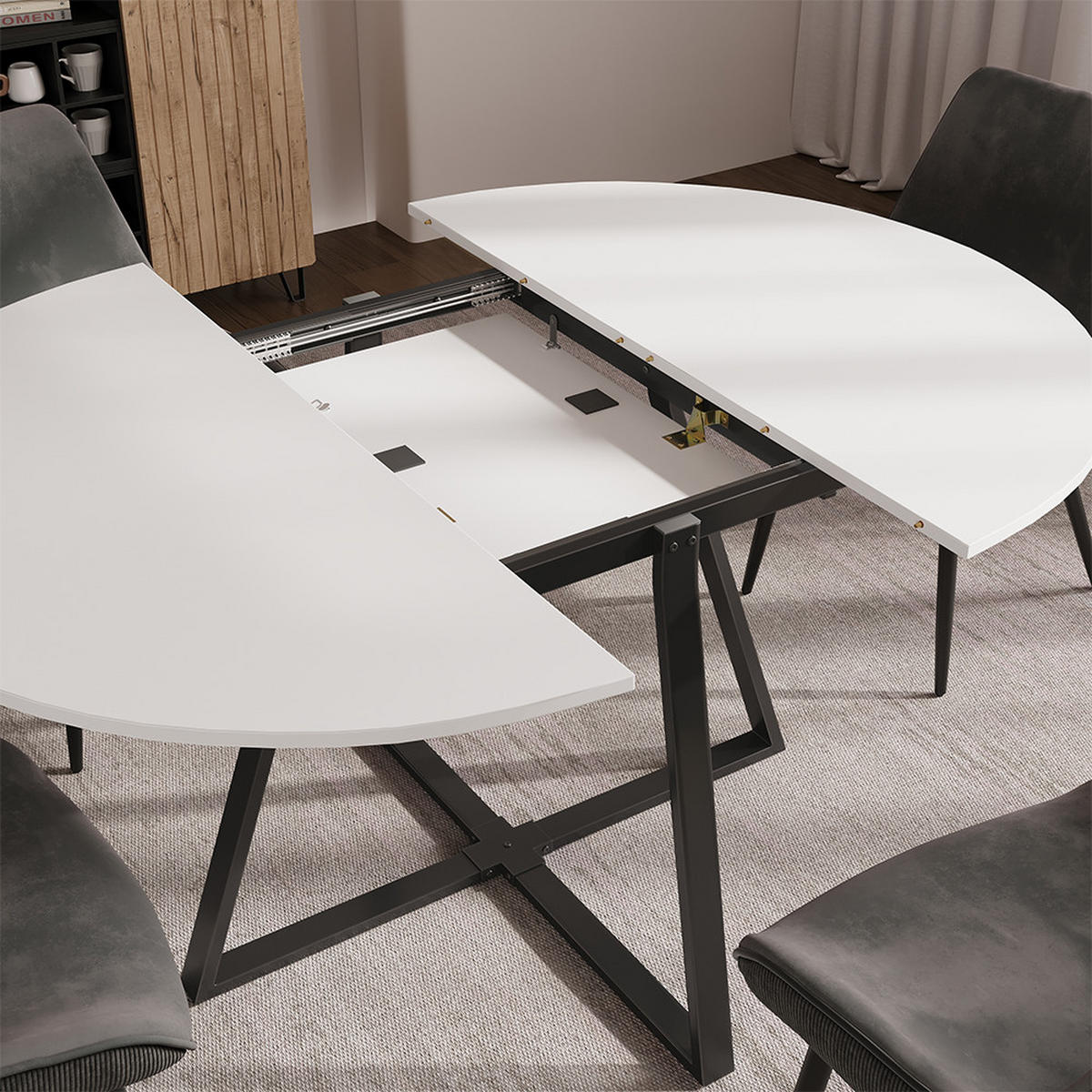 JÍDELNÍ STŮL Loyd Bílá/černá - bílá/černá, kompozitní dřevo (120/120/75.8cm) - Vicco