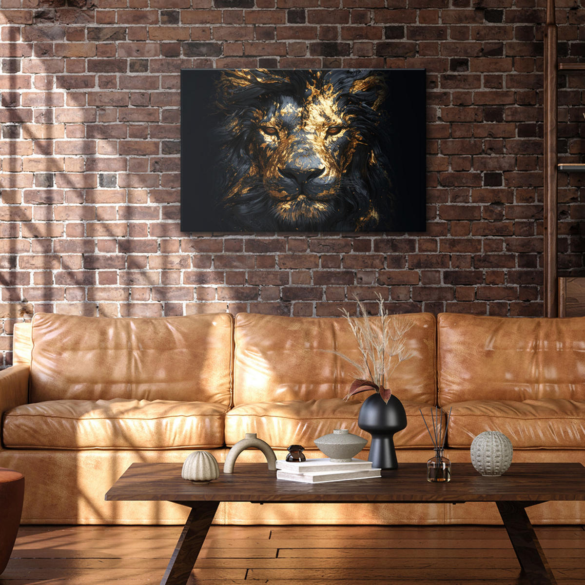 LEINWANDBILD Löwe 90x60 cm - Multicolor, Holz (90/60cm) - LUMASOUL