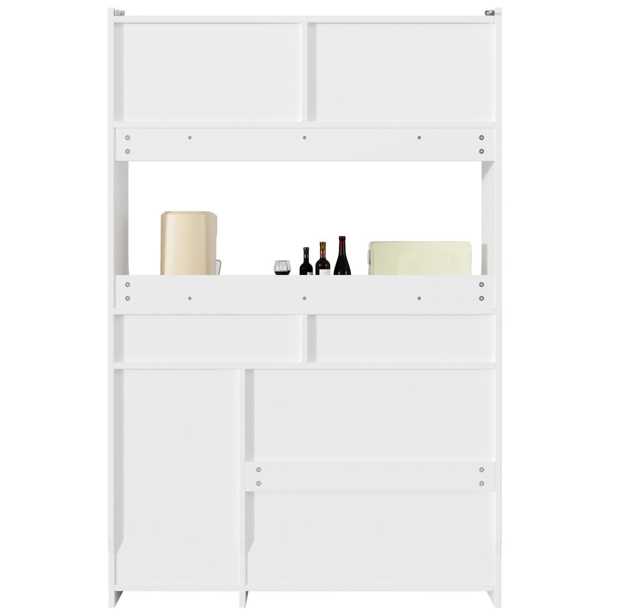 ANRICHTE 120/40/180 cm in Weiß mit LED-Beleuchtung und 2 Schubladen - Weiß, Holzwerkstoff (120/180/40cm) - Flora Grace