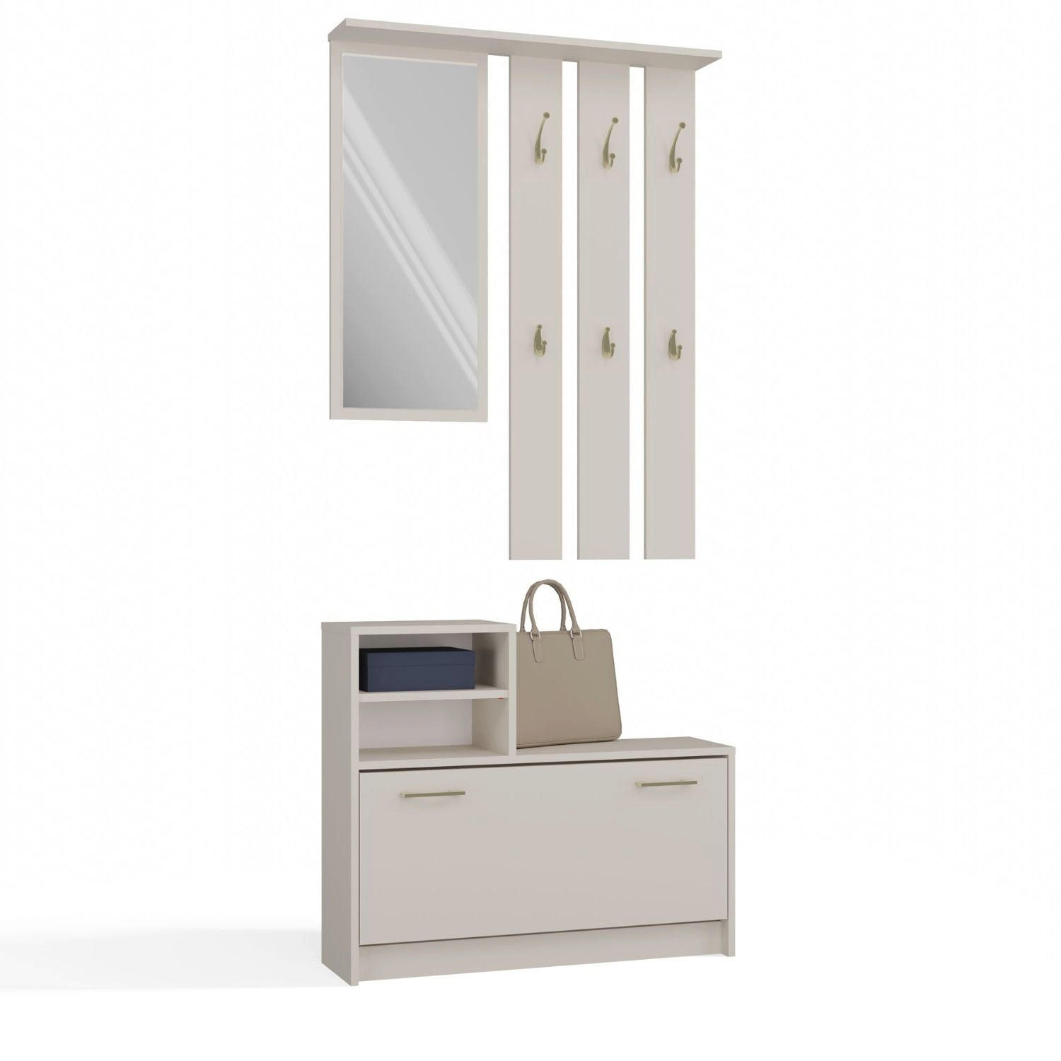 GARDEROBENSET Verena (2-teilig) - Beige, Holzwerkstoff (85/180/24cm) - kommodly