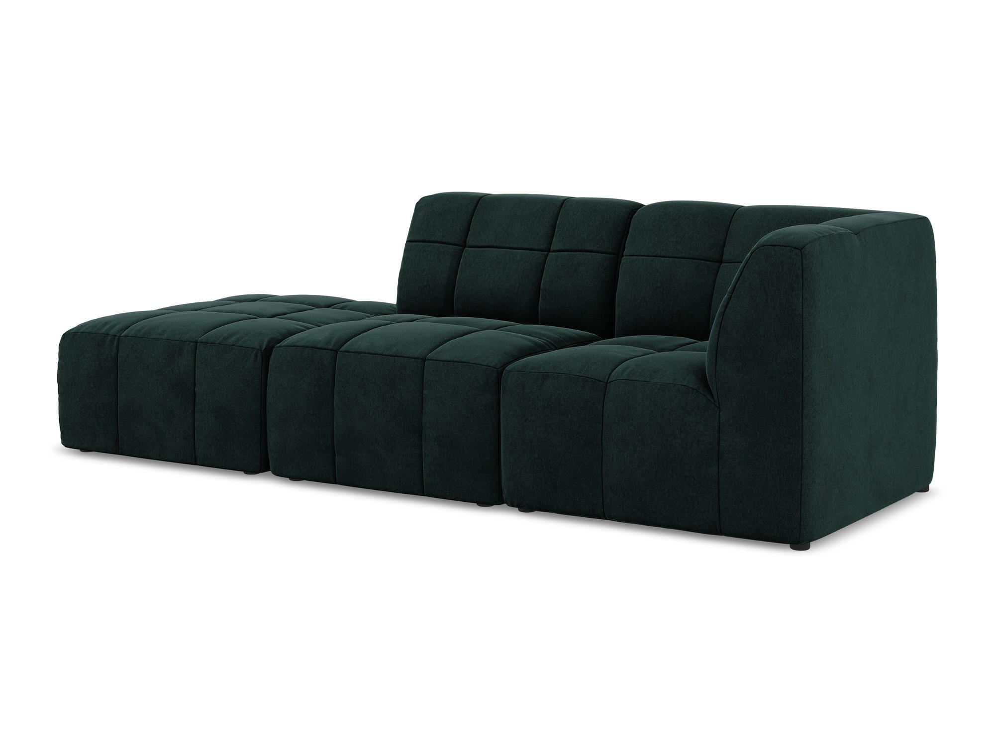 ECKSOFA Links Samt Stoff Grün - Salbeigrün/Schwarz, Holzwerkstoff/Kunststoff (240/90cm) - Makamii