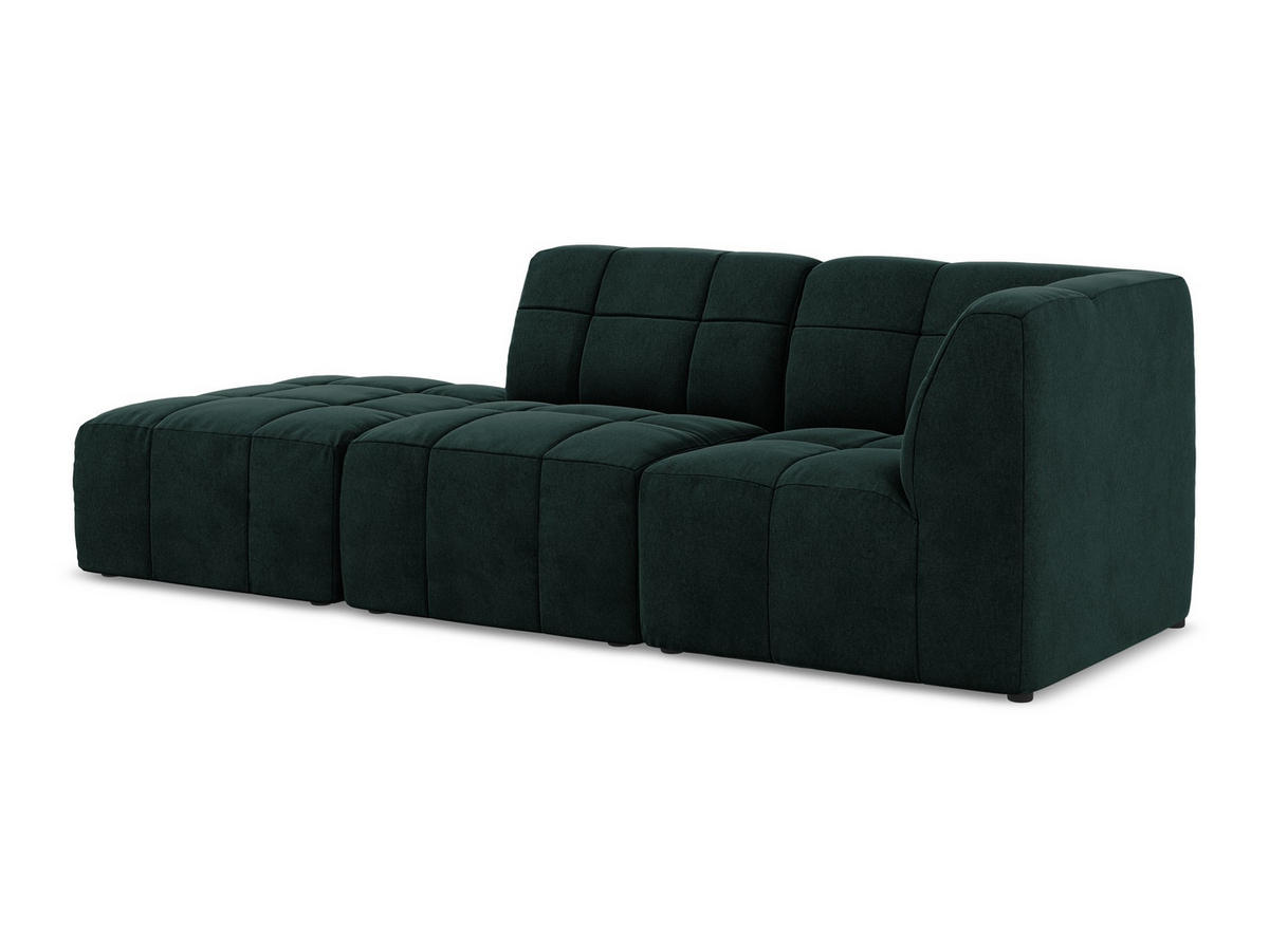 ECKSOFA Links Samt Stoff Grün - Salbeigrün/Schwarz, Holzwerkstoff/Kunststoff (240/90cm) - Makamii
