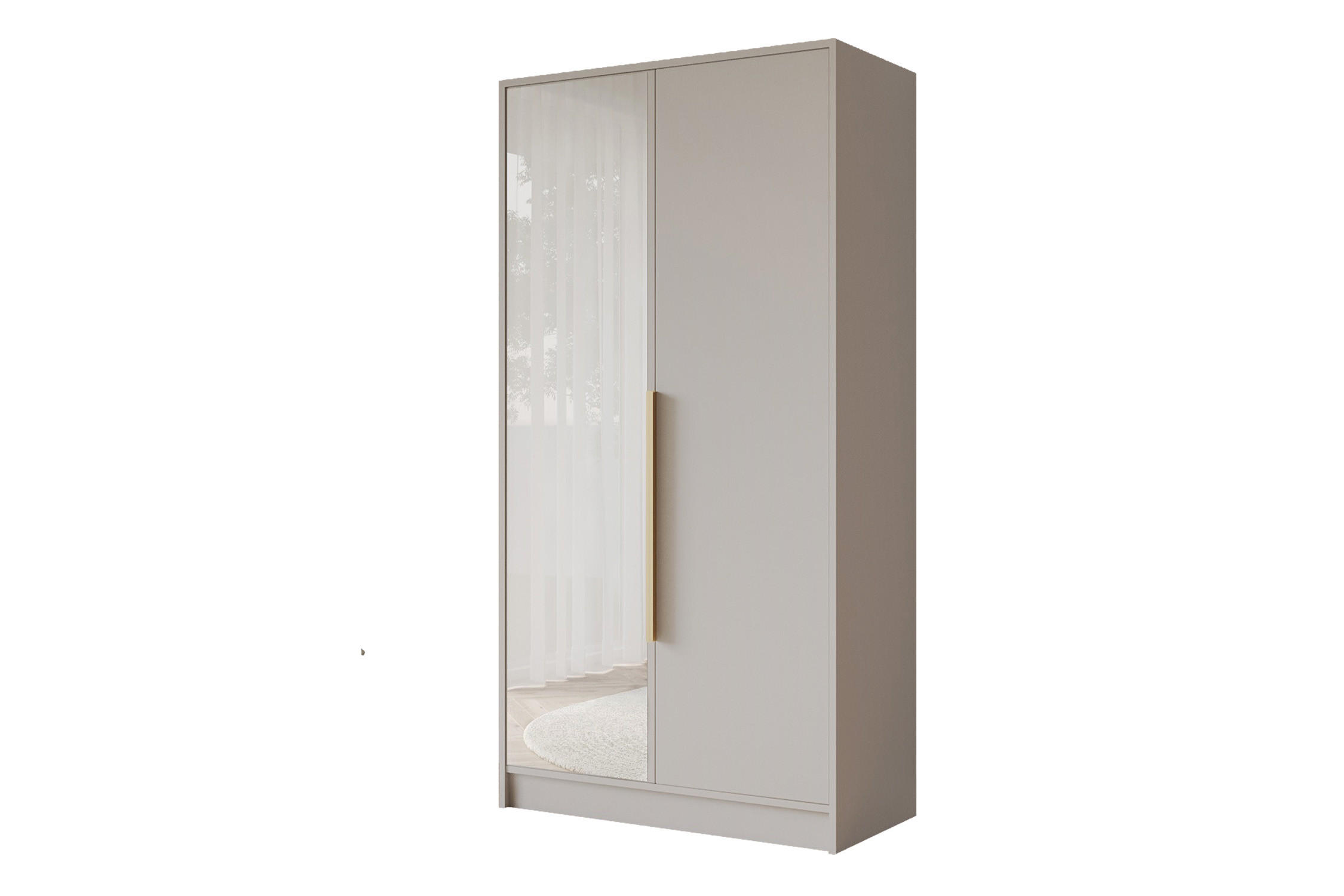 KLEIDERSCHRANK - LUSSO - 102 - Kaschmir - Kaschmir/Schwarz, Holzwerkstoff (102/200/51cm) - ALTDECOR