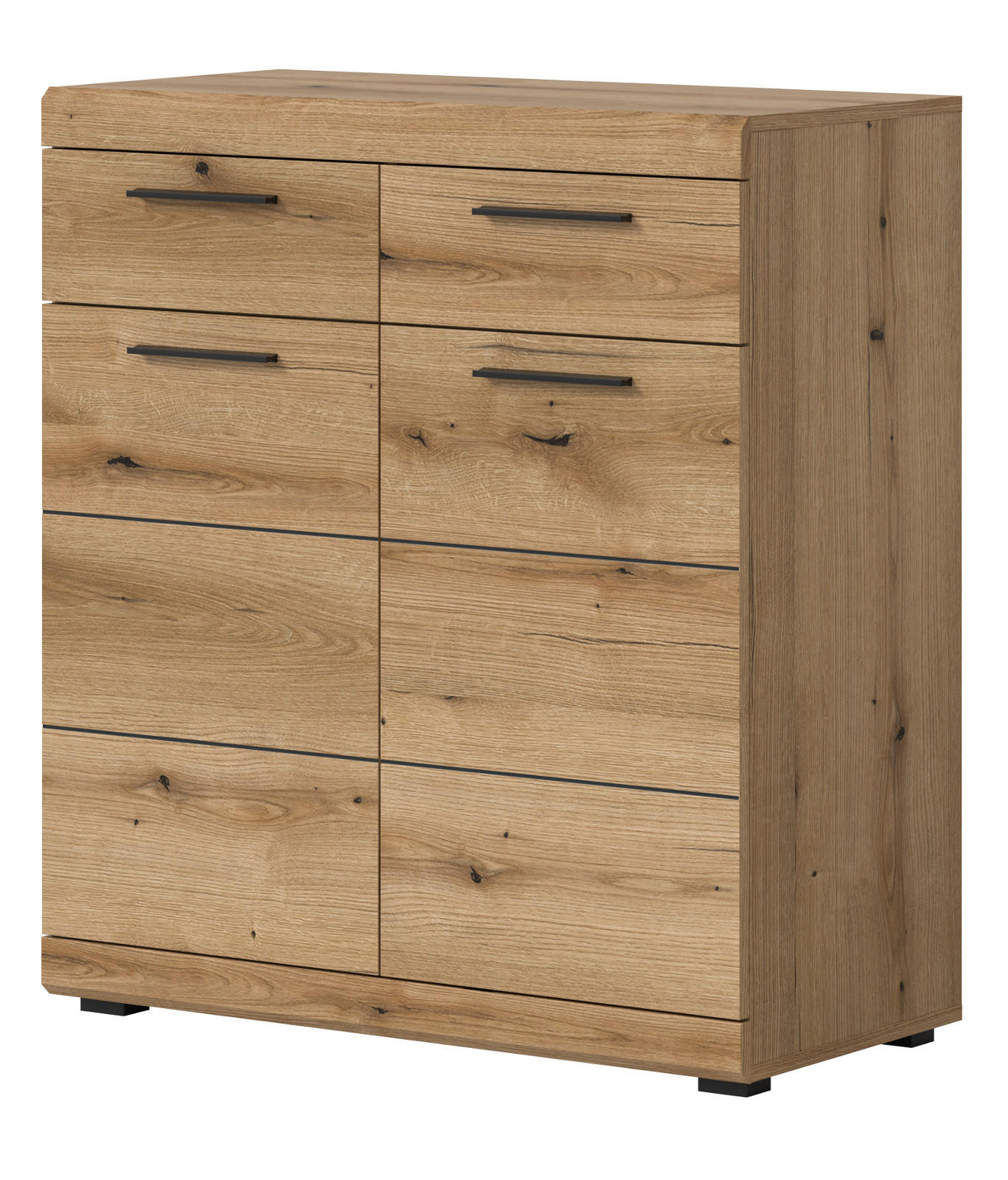 SCHUHSCHRANK Evoke Eiche 90 cm, Kommode mit viel Stauraum - Eichefarben/Schwarz, Holzwerkstoff/Kunststoff (90/96/37cm) - Inn.Furn